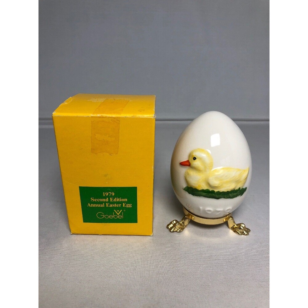 1979 Vintage Porcelain Goebel Duckling Collectible Egg with Stand